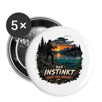 Der Instinkt zieht ans Wasser - Buttons groß 56 mm (5er Pack) - Weiß - Vorne