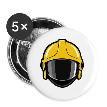 Gelbes Feuerwehrhelm-Liniensymbol - Buttons groß 56 mm (5er Pack) - Weiß - Vorne