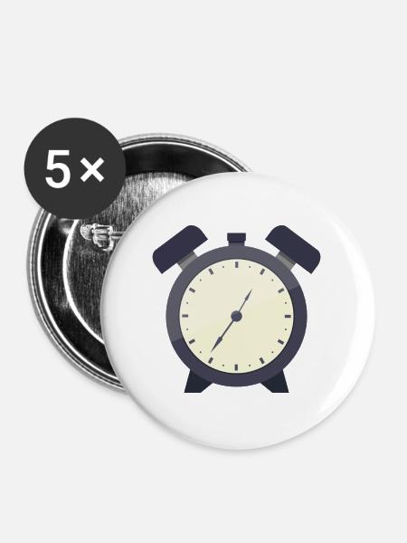 Wecker - Buttons groß 56 mm (5er Pack) - Weiß
