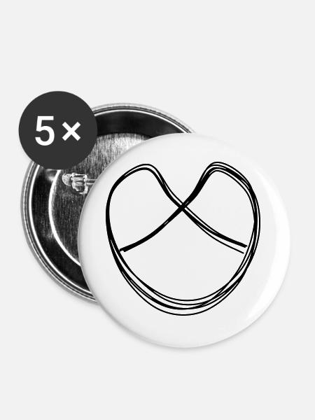 Brezel handgezeichnet - Buttons groß 56 mm (5er Pack) - Weiß