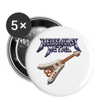 Heavy Weisswurst Metal - Buttons groß 56 mm (5er Pack) - Weiß - Vorne
