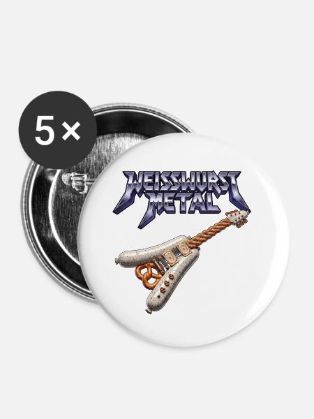 Heavy Weisswurst Metal - Buttons groß 56 mm (5er Pack) - Weiß