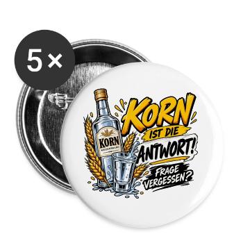 Korn ist die Antwort Spruchgrafik - Buttons groß 56 mm (5er Pack) - Weiß - Vorne
