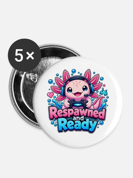 Respawned and Ready - Buttons groß 56 mm (5er Pack) - Weiß