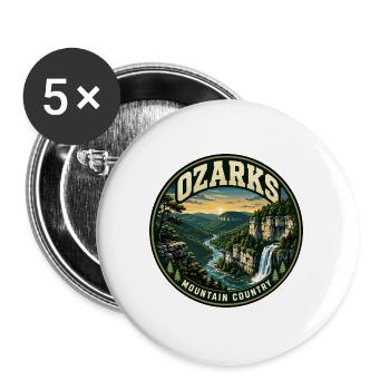 Ozarks Mountain Country Retro Canyon Abzeichen - Buttons groß 56 mm (5er Pack) - Weiß - Vorne