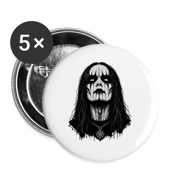 Black Metal Corpsepaint – Icon Portrait - Buttons groß 56 mm (5er Pack) - Weiß - Vorne