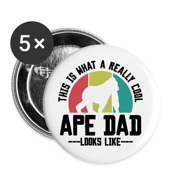 Affe Papa Spruch Retro Style - Buttons groß 56 mm (5er Pack) - Weiß - Vorne