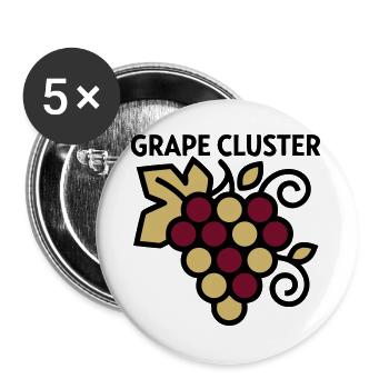 Weintrauben Reben Wappen Logo - Buttons groß 56 mm (5er Pack) - Weiß - Vorne