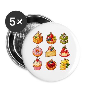 Bunte Dessert-Icons Kollektion - Buttons groß 56 mm (5er Pack) - Weiß - Vorne