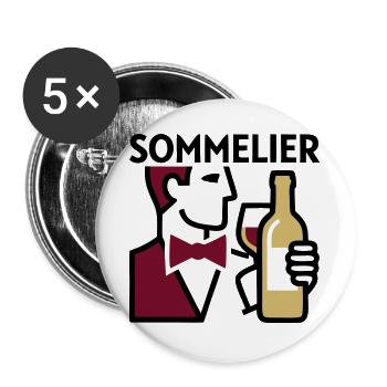 Sommelier Weinprobe Wappen - Buttons groß 56 mm (5er Pack) - Weiß - Vorne