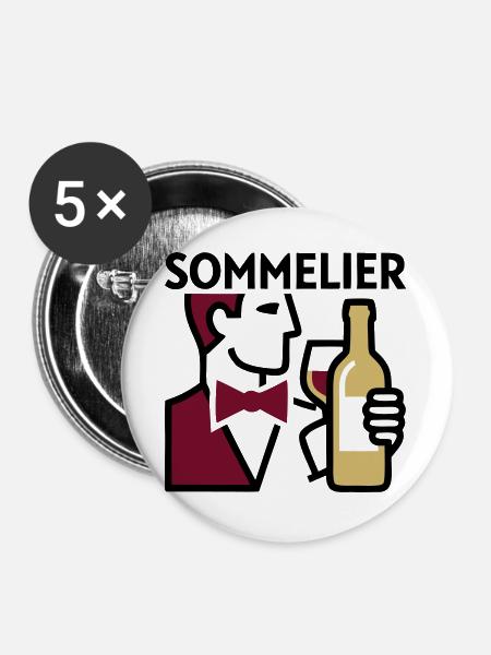 Sommelier Weinprobe Wappen - Buttons groß 56 mm (5er Pack) - Weiß