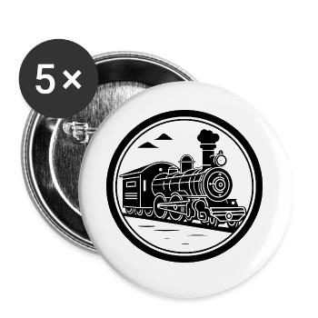 Dampflokomotive Skizze - Buttons groß 56 mm (5er Pack) - Weiß - Vorne