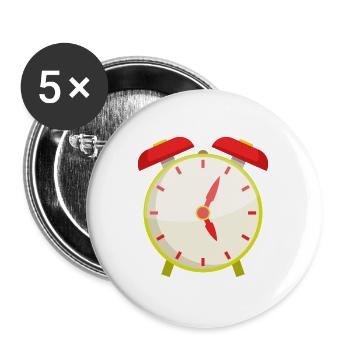 Wecker - Buttons groß 56 mm (5er Pack) - Weiß - Vorne
