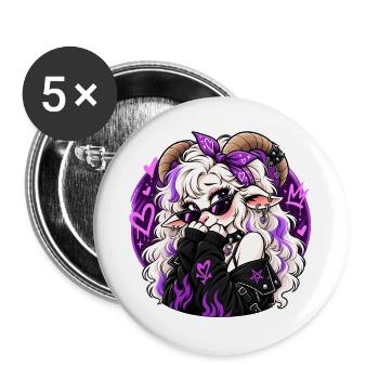 Schüchternes Punk-Schaf mit Herzen - Buttons groß 56 mm (5er Pack) - Weiß - Vorne