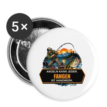 Fangen ist Handwerk - Buttons groß 56 mm (5er Pack) - Weiß - Vorne