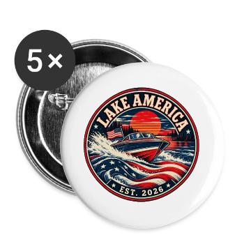 Lake America est 2026 politischer Humor - Buttons groß 56 mm (5er Pack) - Weiß - Vorne