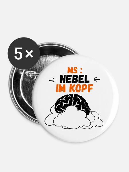 MS Brain Fog – Nebel im Kopf - Buttons groß 56 mm (5er Pack) - Weiß