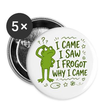 Frosch - I came I saw I frogot why I came - Buttons groß 56 mm (5er Pack) - Weiß - Vorne