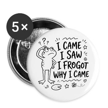 Frosch - I came I saw I frogot why I came - Buttons groß 56 mm (5er Pack) - Weiß - Vorne