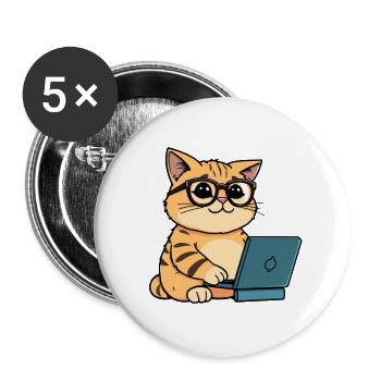 Coding Cat - Buttons groß 56 mm (5er Pack) - Weiß - Vorne