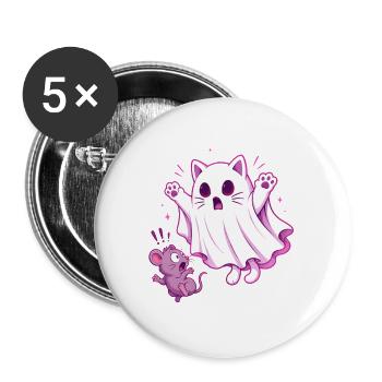 Spooky Kitty  - Buttons groß 56 mm (5er Pack) - Weiß - Vorne