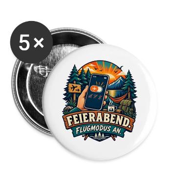 Feierabend – Flugmodus an - Buttons groß 56 mm (5er Pack) - Weiß - Vorne