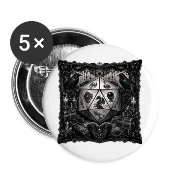 Pocket: Occult Goth-Pattern Black-Lace - Buttons groß 56 mm (5er Pack) - Weiß - Vorne