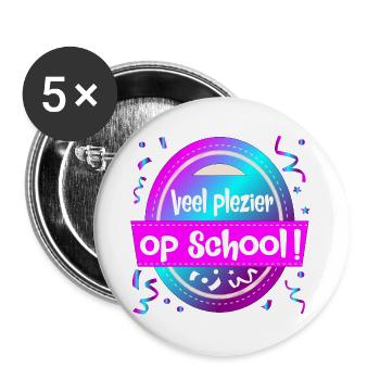 Viel Spaß in der Schule - Buttons groß 56 mm (5er Pack) - Weiß - Vorne