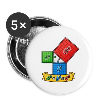 Satz des Pythagoras – Mathe einfach erklärt - Buttons groß 56 mm (5er Pack) - Weiß - Vorne