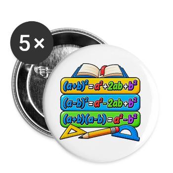 Binomische Formeln – Mathe Geek Design - Buttons groß 56 mm (5er Pack) - Weiß - Vorne