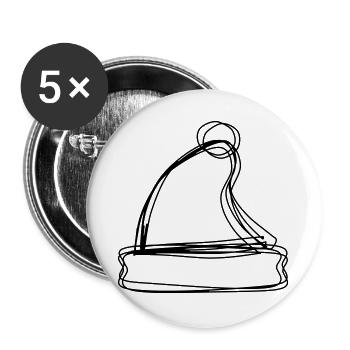 Weihnachtsmütze handgezeichnet - Buttons groß 56 mm (5er Pack) - Weiß - Vorne