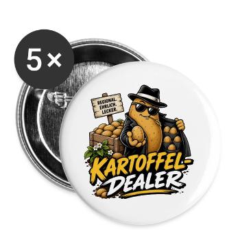 Kartoffel Dealer - Buttons groß 56 mm (5er Pack) - Weiß - Vorne