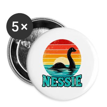 Nessie Loch Ness Sonnenuntergangsillustration - Buttons groß 56 mm (5er Pack) - Weiß - Vorne