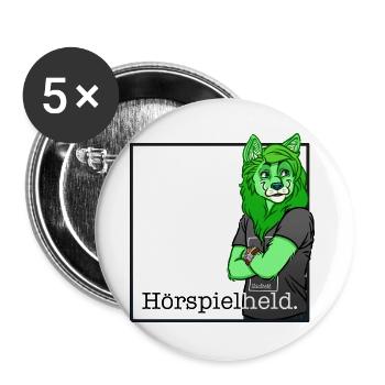 Hörspielheld - Buttons groß 56 mm (5er Pack) - Weiß - Vorne