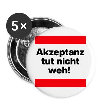 AKZEPTANZ TUT NICHT WEH, FRIEDEN, FREIHEIT, NO NZS - Buttons groß 56 mm (5er Pack) - Weiß - Vorne
