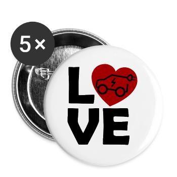 Elektroauto Herzliebe - Buttons groß 56 mm (5er Pack) - Weiß - Vorne