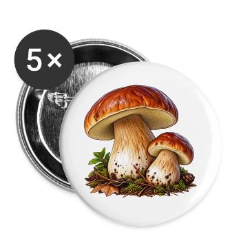 Steinpilz - Buttons groß 56 mm (5er Pack) - Weiß - Vorne