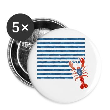 Hummer – Maritimes Retro Design - Buttons groß 56 mm (5er Pack) - Weiß - Vorne