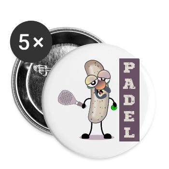 Padel Tennis Weißwurst - Buttons groß 56 mm (5er Pack) - Weiß - Vorne