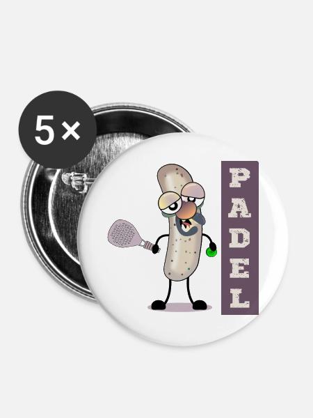Padel Tennis Weißwurst - Buttons groß 56 mm (5er Pack) - Weiß