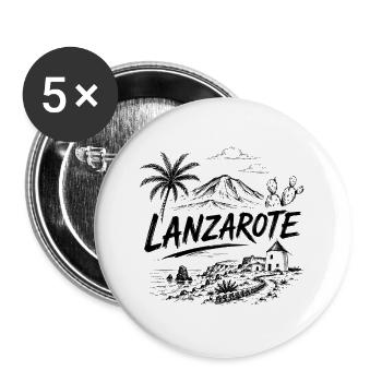 Lanzarote - Kanaren - Canary Islands - Spanien - Buttons groß 56 mm (5er Pack) - Weiß - Vorne