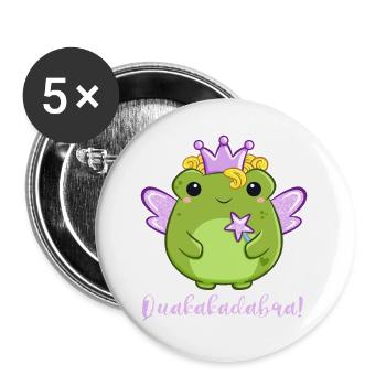 Fee Frosch mit Zauberstab Flügeln und Krönchen  - Buttons groß 56 mm (5er Pack) - Weiß - Vorne