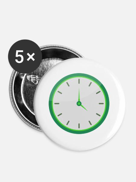 Uhr - Buttons groß 56 mm (5er Pack) - Weiß