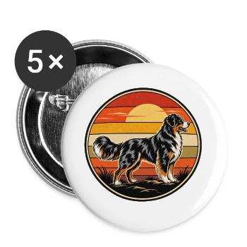 Australian Shepherd Retro Vintage Hunde Desig - Buttons groß 56 mm (5er Pack) - Weiß - Vorne