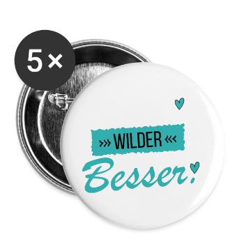 Älter Wilder Besser - Frecher Spruch - Buttons groß 56 mm (5er Pack) - Weiß - Vorne