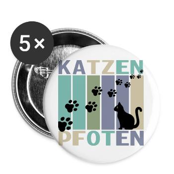 Katzen Pfoten Retro Design - Buttons groß 56 mm (5er Pack) - Weiß - Vorne