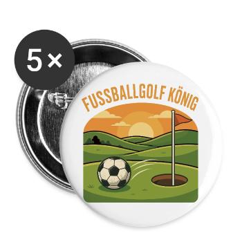 Fußballgolf König Footgolf - Buttons groß 56 mm (5er Pack) - Weiß - Vorne