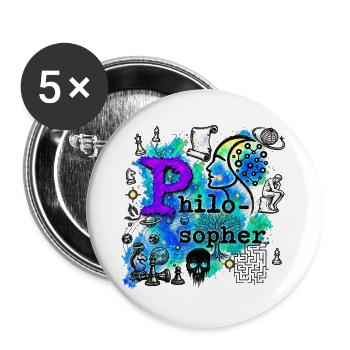 The Philosopher - Buttons groß 56 mm (5er Pack) - Weiß - Vorne