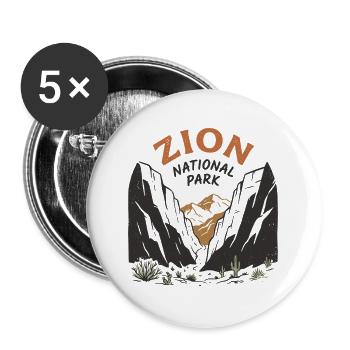 Vintage Zion-Nationalpark Wüstencanyon - Buttons groß 56 mm (5er Pack) - Weiß - Vorne
