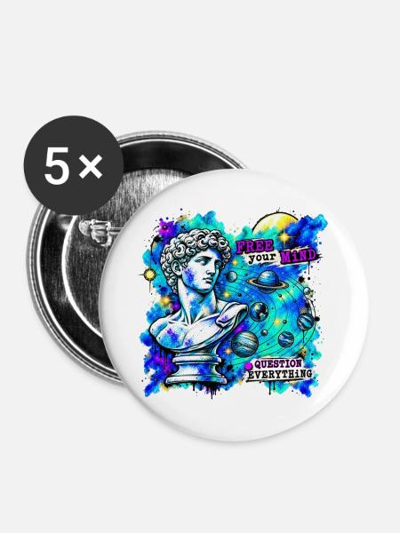 The Philosopher - Buttons groß 56 mm (5er Pack) - Weiß